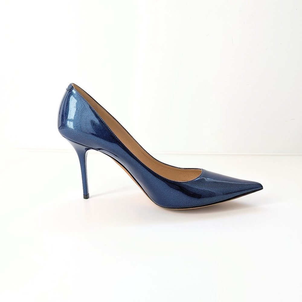 Jimmy Choo  - Abel 100 - Glitter Patent Leather Heels - Ocean Blue - Size 38.5